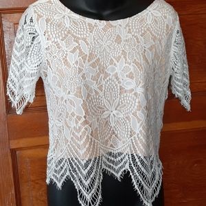 Express White Lace Crop Top